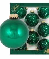 8x glanzende emerald groene kerstballen van glas 7 cm