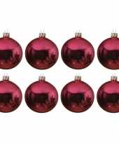 8x glazen kerstballen glans fuchsia roze 10 cm kerstboom versiering decoratie