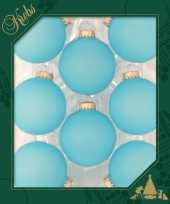 8x matte blauwe kerstballen van glas 7 cm