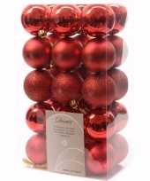 Ambiance christmas kerstboom decoratie kerstballen 6 cm rood 30 stuks
