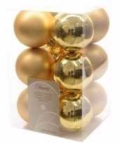 Ambiance christmas kerstboom decoratie kerstballen goud 12 stuks