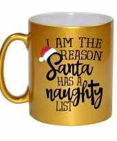 I am the reason santa has a naughty list cadeau gouden mok beker kerstmis 330 ml