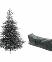 Kerst kunstboom grandis fir besneeuwd 180 cm met opbergzak