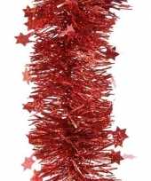 Kerst lametta guirlandes rood glitters glinsterendmet sterren 10 cm breed x 270 cm