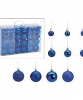 Kerstboomversiering 100x blauwe plastic kerstballen 3 4 6 cm
