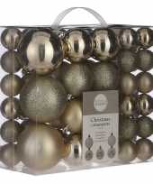 Kerstboomversiering pakket met 46x licht champagne plastic kerstballen
