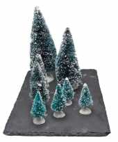Kerstdorp onderdelen miniatuur set van 8x mini boompjes