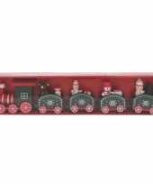 Kerstmis decoratie trein rood groen van hout 24 cm