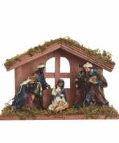 Kerststal met 6 figuren 20 x 14 cm