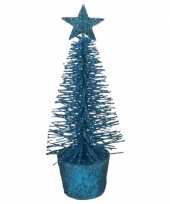 Klein blauw kerstboompje 15 cm