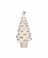 Kunstkerstboom compleet met lichtjes en ballen zilver 40 cm