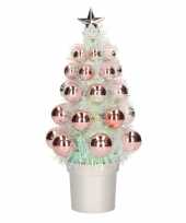 Kunstkerstboompje compleet met kerstballen zalmroze 20 cm