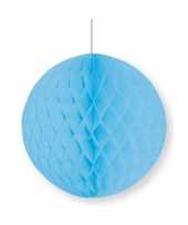 Lichtblauwe papieren kerstbal 10 cm