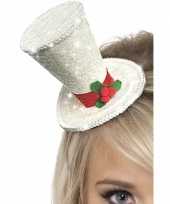 Mini kersthoed wit op haarband