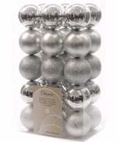 Mystic christmas kerstboom decoratie kerstballen 6 cm zilver 30 stuks