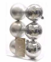 Mystic christmas kerstboom decoratie kerstballen zilver 6 stuks