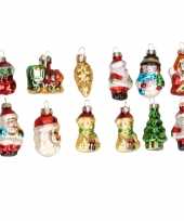 Set van 12x stuks kersthangers figuurtjes van glas 5 cm