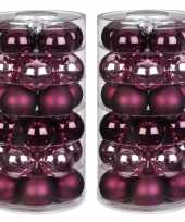 Tube met 60x roze en rode kerstballen van glas 6 cm glans en mat