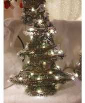 Warm witte lampjes rotan kunst kerstboompje 40 cm met kunstsneeuw 10138933