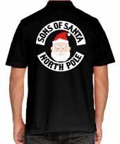 Zwarte kerspolo kerstkleding sons of santa north pole voor heren
