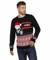 Zwarte kerst sweater met doodshoofd voor heren